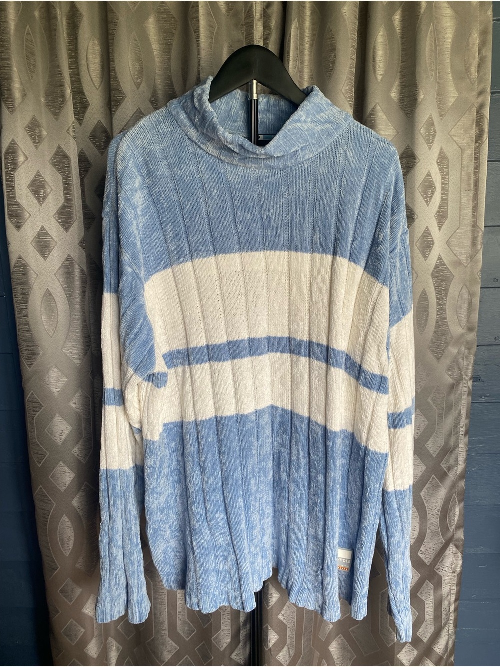 Vintage Y2K Southpole Chenille Striped Turtleneck Sweater Men’s M Streetwear